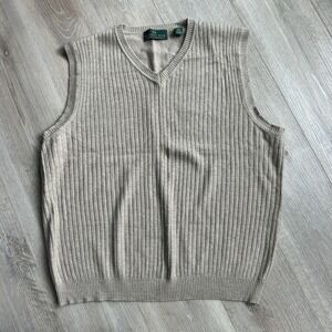 Vintage Embassy Row‎ Mens Sleeveless cashmere Sweater Vest Beige Size XXL Cozy